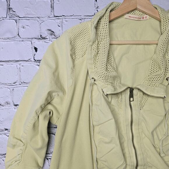 XCVI Wearables Fjord Full Zip Mesh Accent Jacket Yellow Green Cotton Blend 1X - Picture 5 of 11